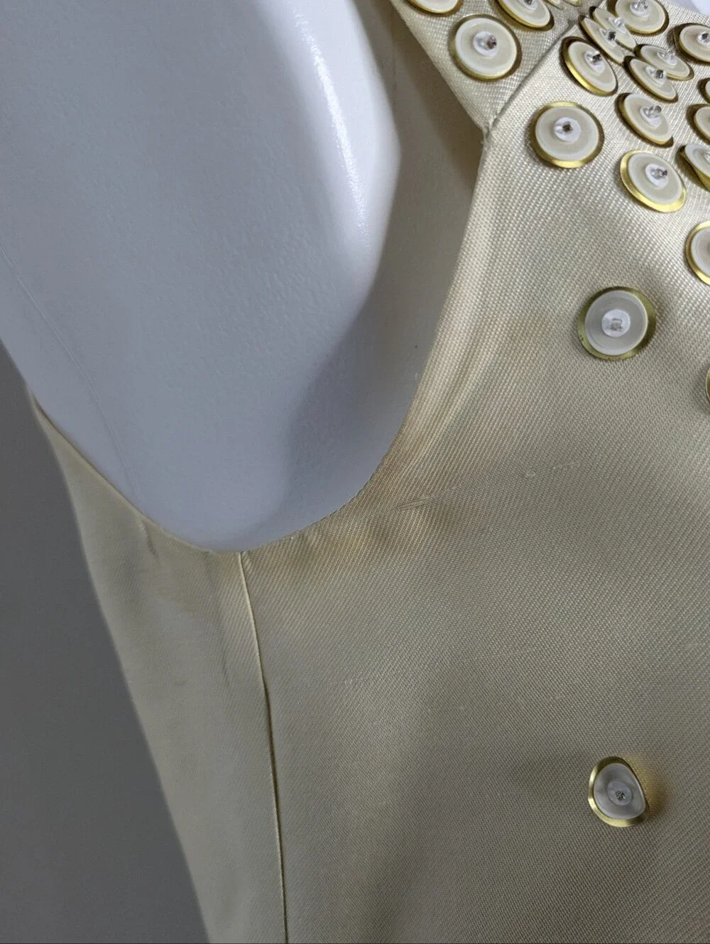 Kate Spade Josie Champagne Cream Tan Satin Sequin & Bead Scoop Neck Dress 4